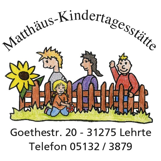 Logo Matthäus-Kita - Kinder hinter einem Gartenzaun